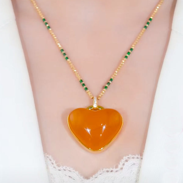 Fashionable Heart Natural Agate Necklace