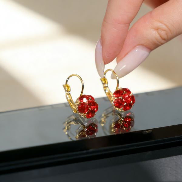 Ruby Ball Earrings