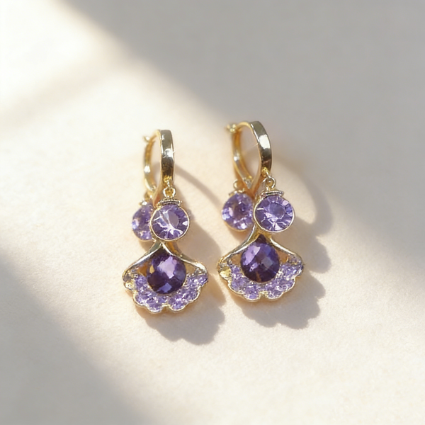 Amethyst Leaf Earrings