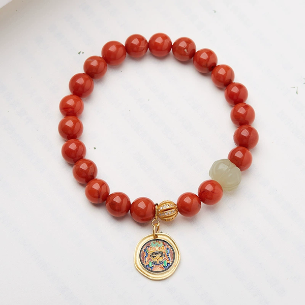 Natural Red Agate Jade Flower Bracelet