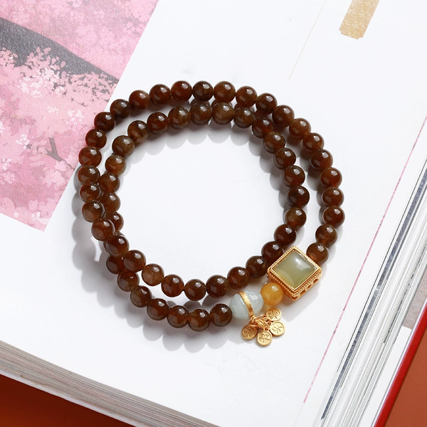 Square Brand Natural Agate Bracelet