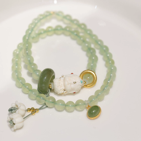 Baby Buddha Natural Emerald Jade Stone Bracelet