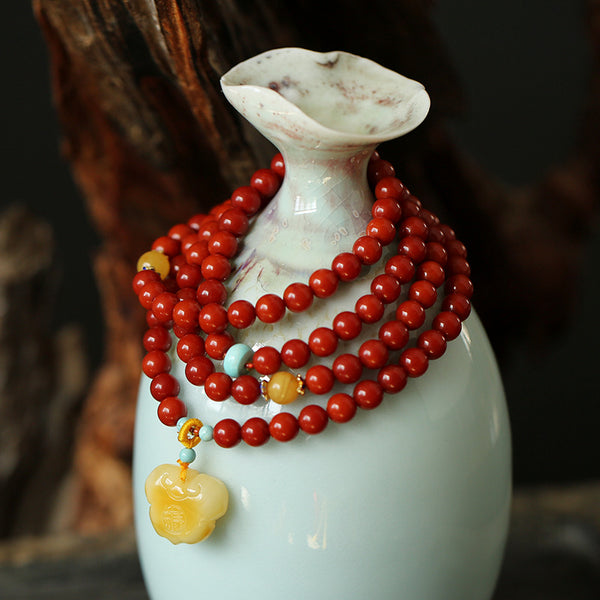 Lucky Beeswax Pendant Natural Agate Bracelet