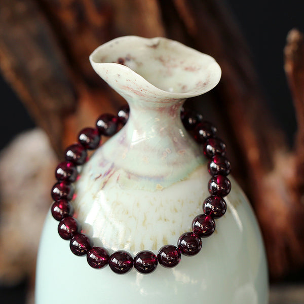 Single Loop Natural Garnet Bracelet