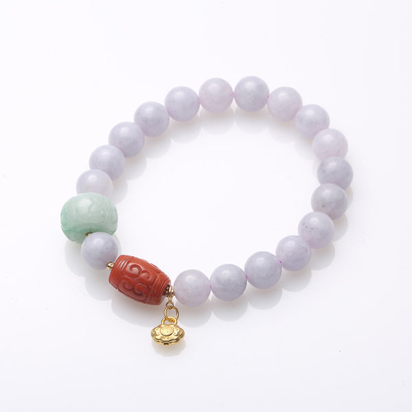 Violet Natural Emerald Jade Stone Bracelet