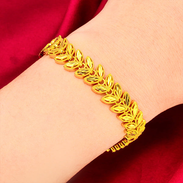 Leaf and wheat ear bracelet