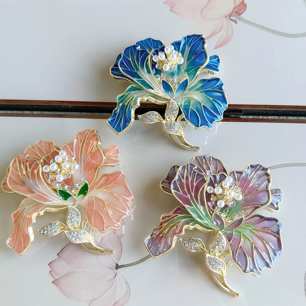 New enamel peony brooch