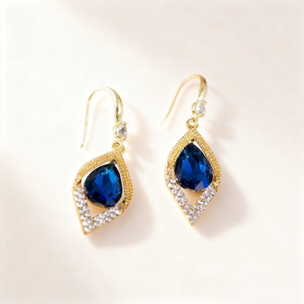 Teardrop Blue Sapphire Earrings
