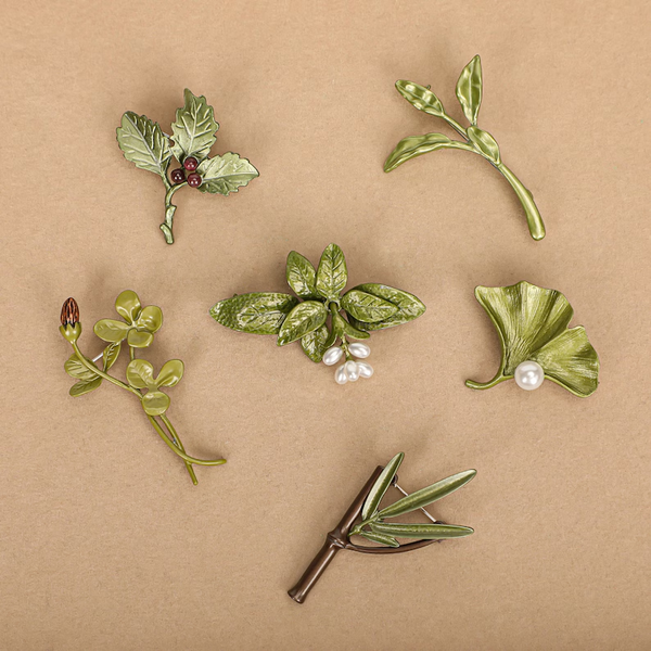 Vintage December Plant Brooch