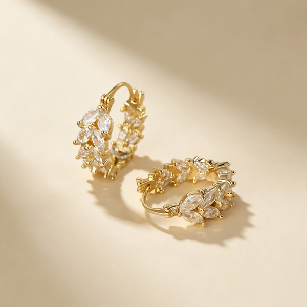 Diamond Wheat Ear Earrings