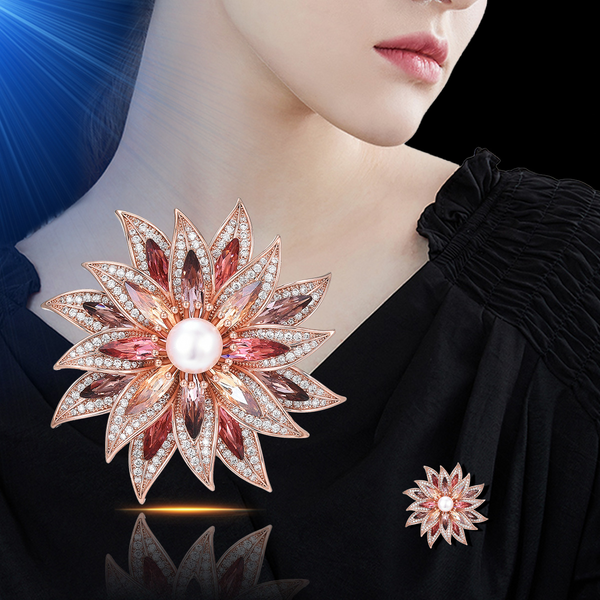 New exquisite sunflower pearl brooch
