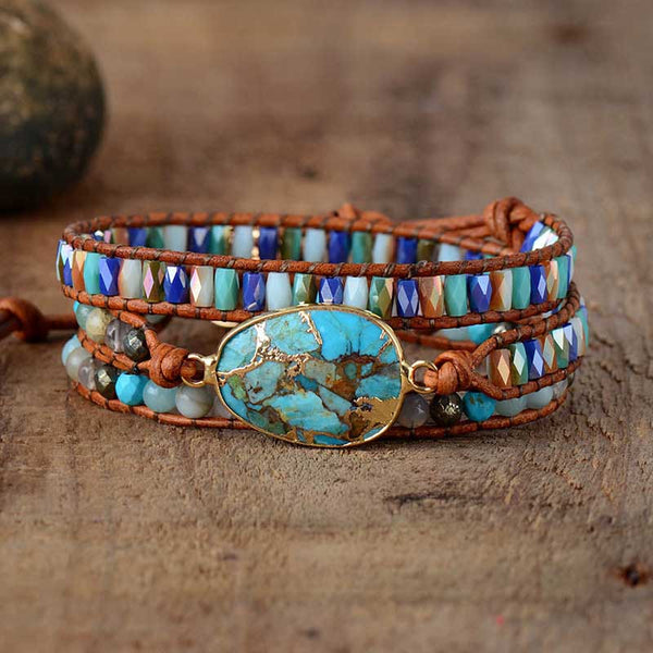 Handmade Turquoise Leather Bracelet