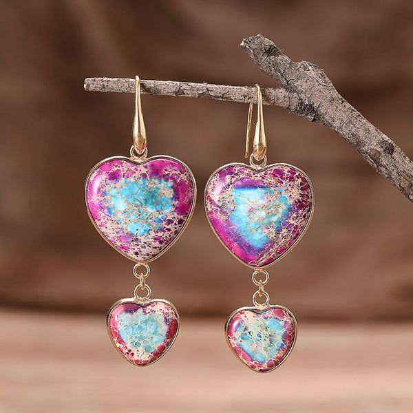 Double Heart Dangle Earrings