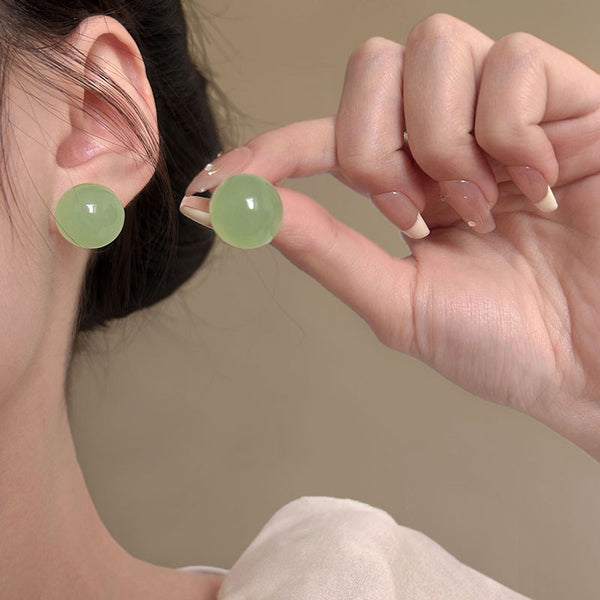 Clear Mint Green Round Earrings