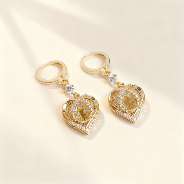 Heart Hollow Diamond Earrings