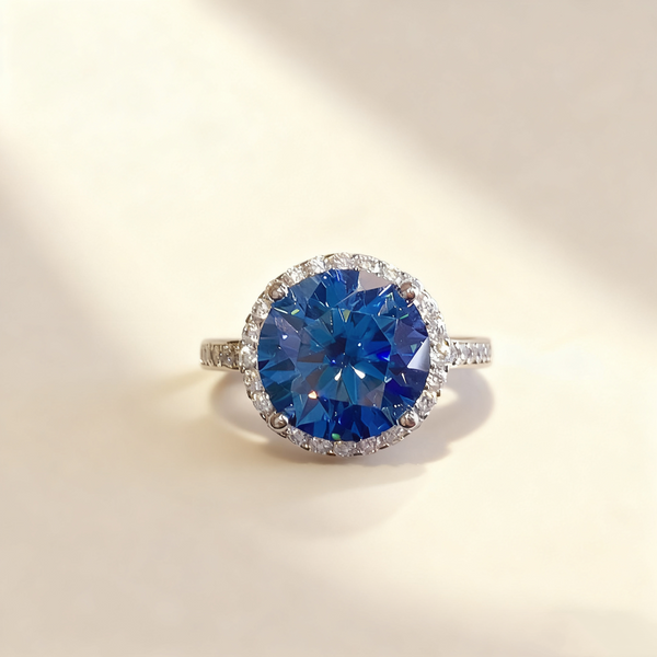 Blue Ocean Round-Cut Diamond Ring