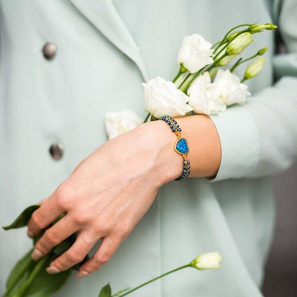 Heart Gemstone Braided Bracelet