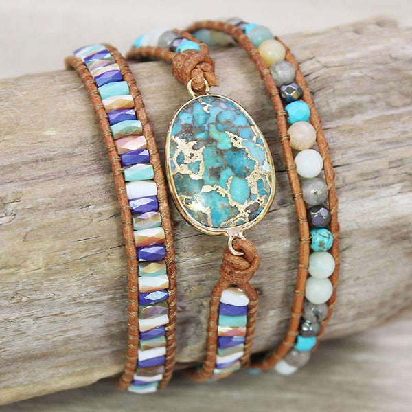 Turquoise & Jasper Wrap Bracelet