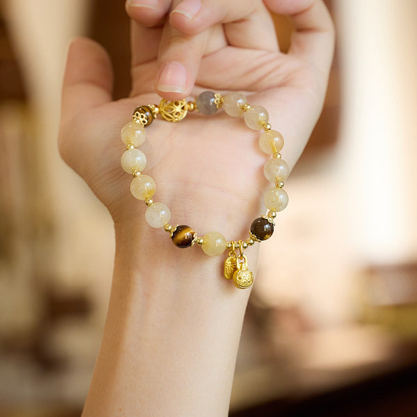 Gold Devouring Beast Natural Crystal Bracelet