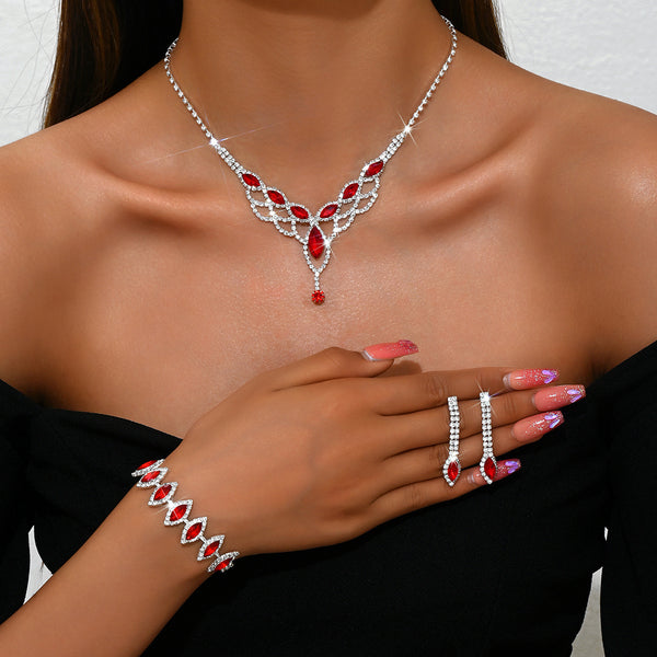 Rhinestone Super Sparkling Water Drop Jewelry Set