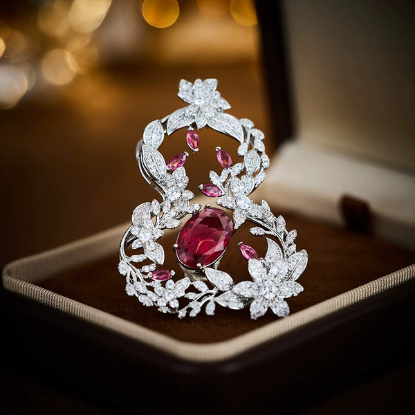 Heavy-duty micro-inlaid zircon gourd brooch