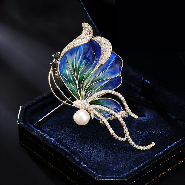Vintage enamel butterfly brooch