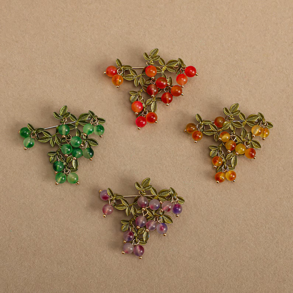 Vintage enamel fruit brooch