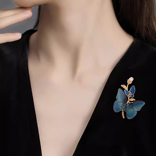 New light luxury double butterfly brooch