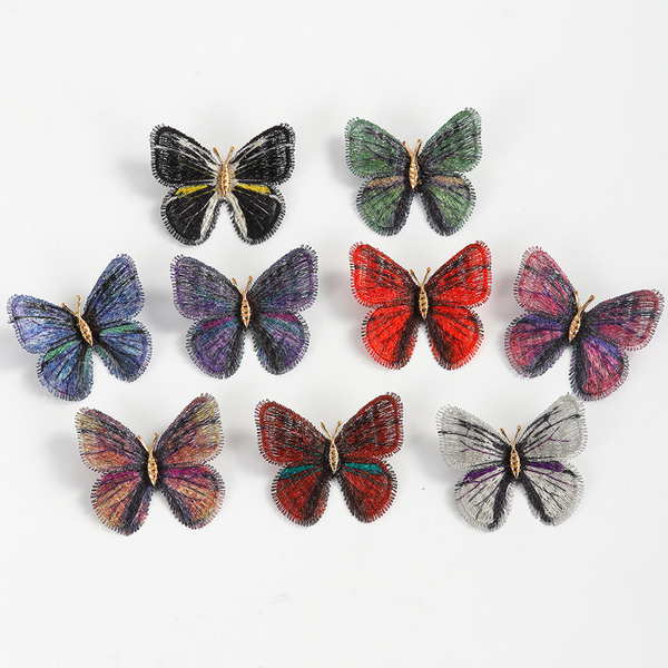 Gradient embroidered butterfly brooch