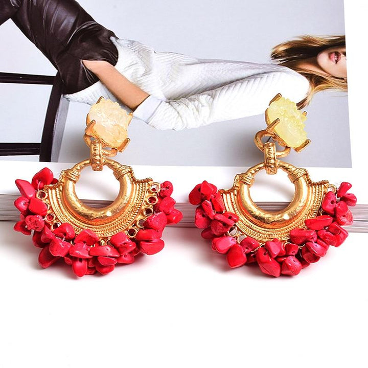 Bohemian Stone Statement Earrings