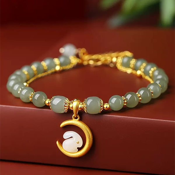 Bunny • Emerald Jade stone Double Layer Bracelet