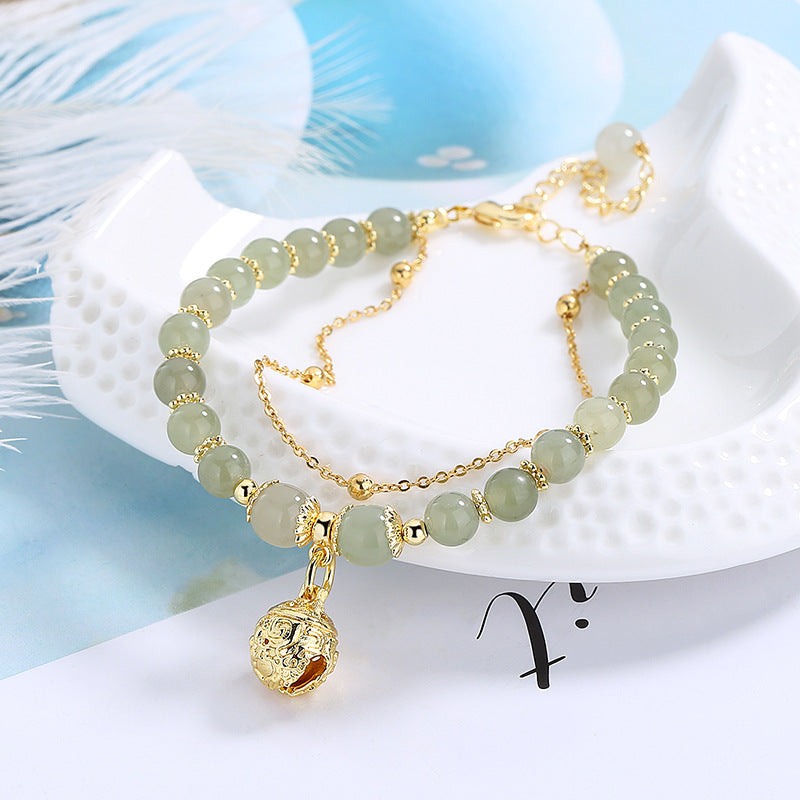 Lucky Bell • Emerald Jade stone bracelet – Deegnt