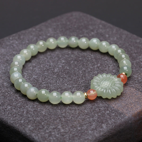 Sunflower • Emerald Jade stone Bracelet