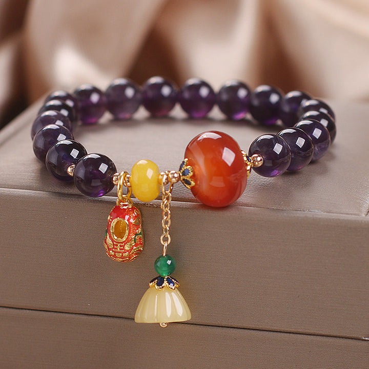 Lucky?Natural Amethyst Lotus Bracelet