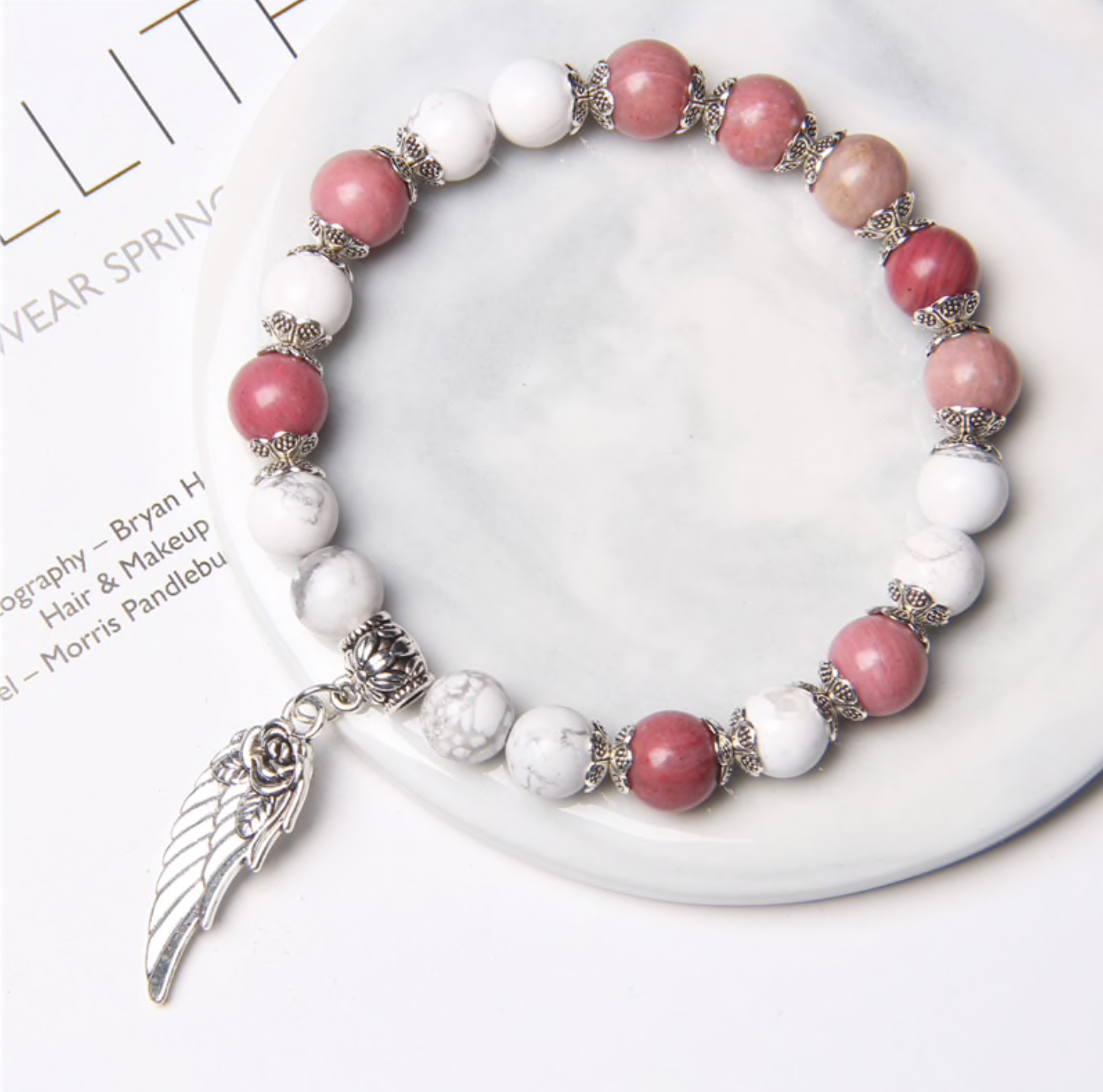 Angel Wing Quartz Agate Bracelet freeshipping Deegnt